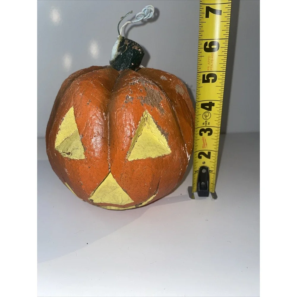 VTG Halloween‎ Coconut Pumpkin Jack-O-Lantern Handcrafted Philippines Painted E7